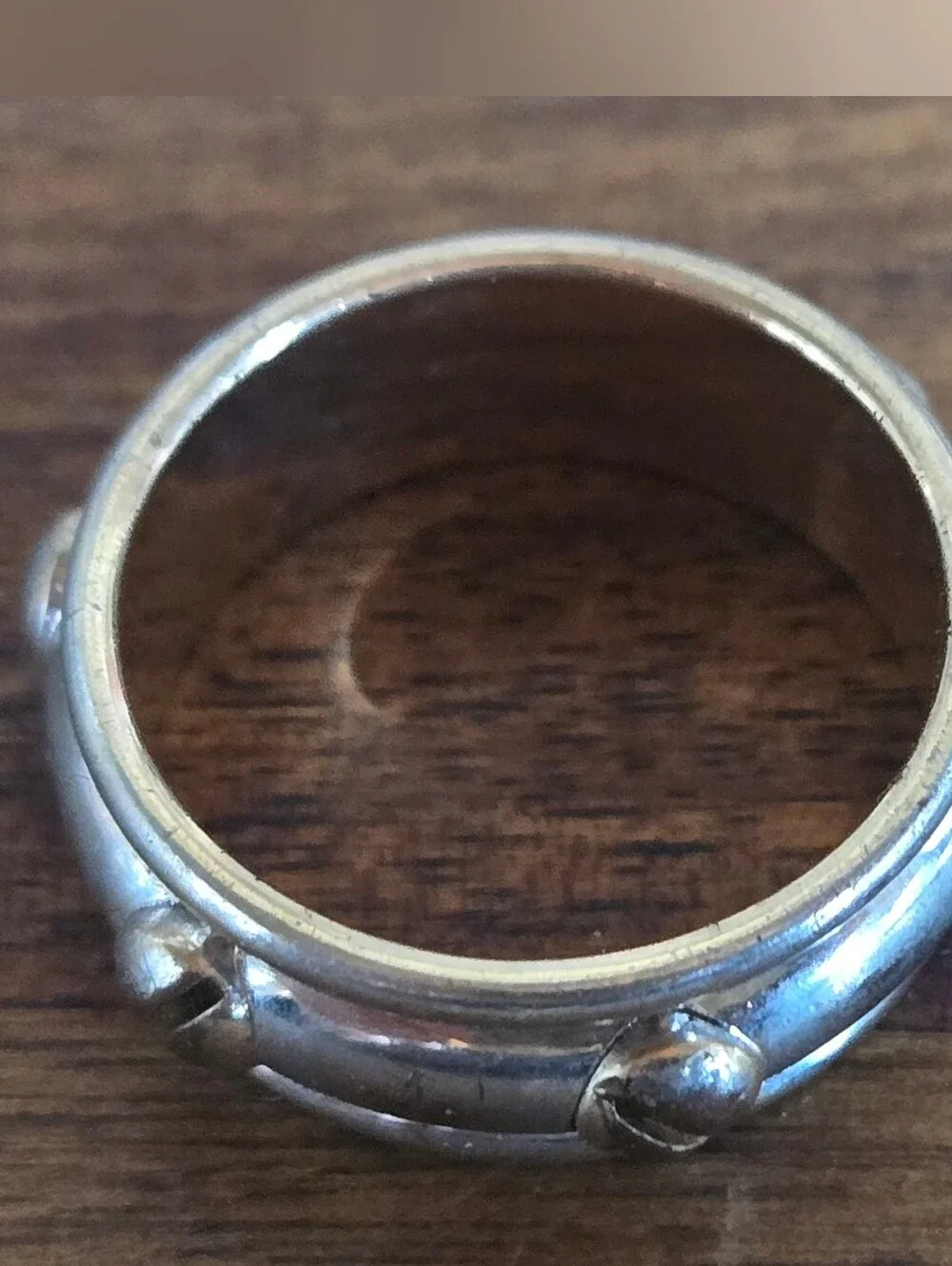 Wide Band Screw Accent Ring Distressed Gold Silver Tone Size 7.5 POR0000